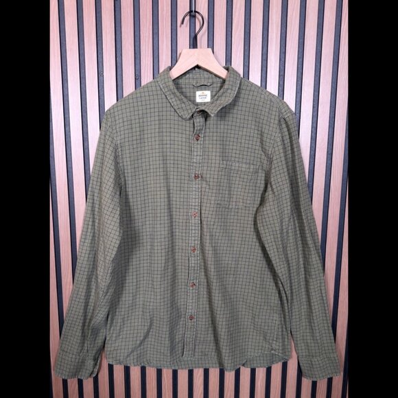 Marine Layer Shirt Large Men Green Blue Long Sleeve Check Print Pocket Button Up - Picture 1 of 8